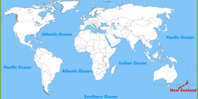 ન્યુ ઝિલેન્ડ સ્થાન પર વિશ્વના નકશા